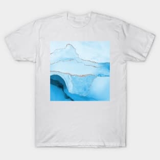 Watercolor Agate in Aqua Blue Faux Silver Veins T-Shirt